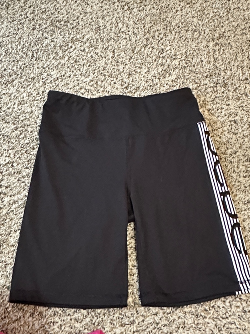 Black Women’s Active Biker Shorts with Side Stripe